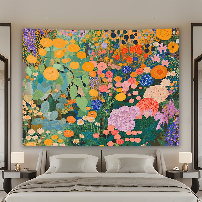 Wall Scroll Tapestry - Horizontaal bloementapijt voor aan de muur,