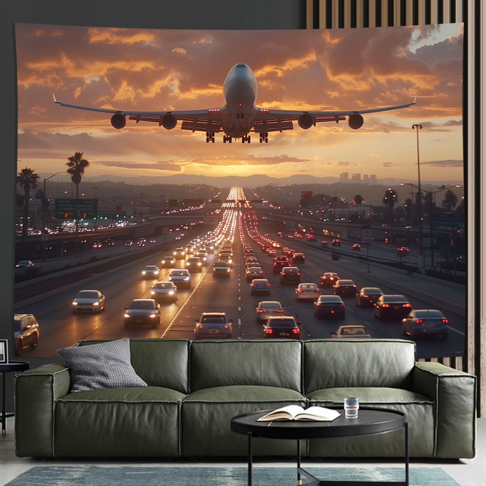 Wall Scroll Tapestry - Glam-stijl vliegtuig bedrukt wandtapijt op de