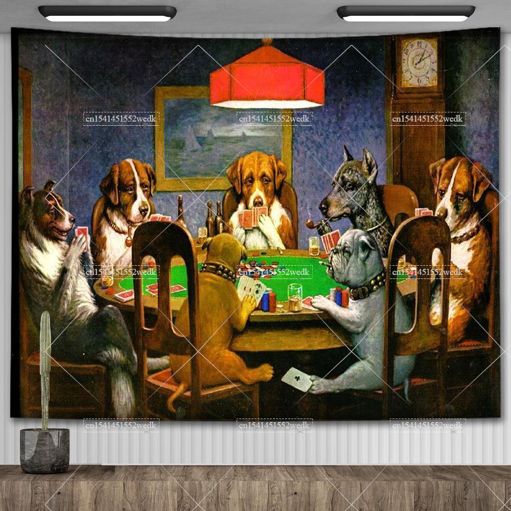 Wall Scroll Tapestry - Cassius Marcellus Coolidge Poker Spelende Honden