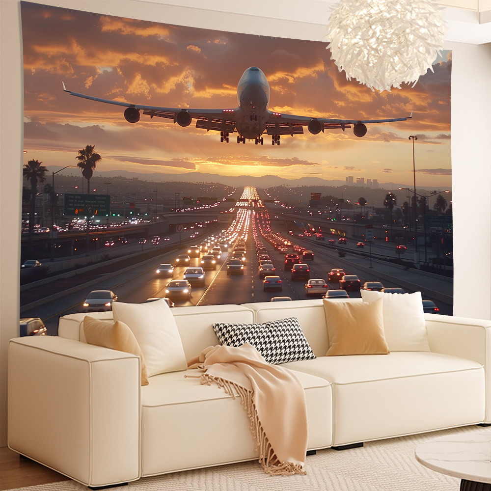 Glam-stijl vliegtuig bedrukt w - Wall Scroll Tapestry recensie en prijs