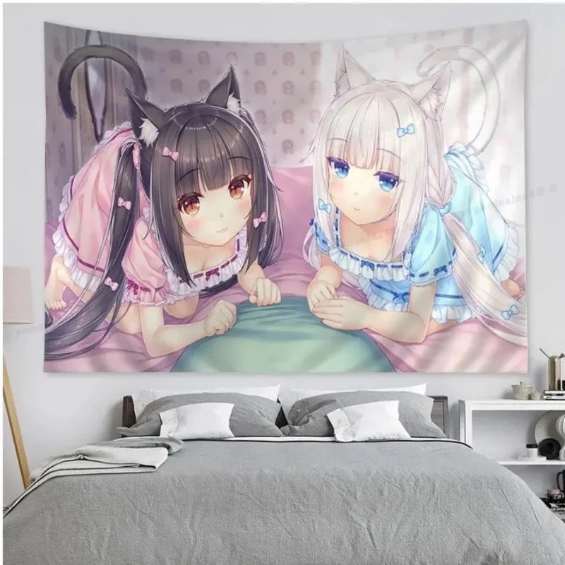 VIKAMA Cat Girl Anime Tapestry - Wall Scroll Tapestry recensie en prijs
