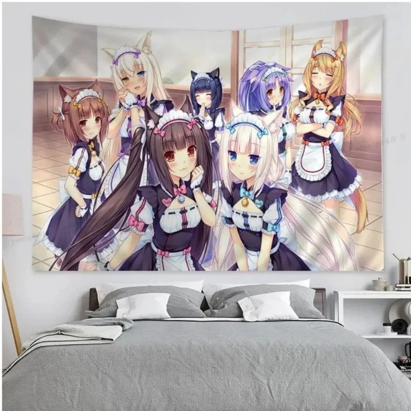 VIKAMA Cat Girl Anime Tapestry - Wall Scroll Tapestry recensie en prijs